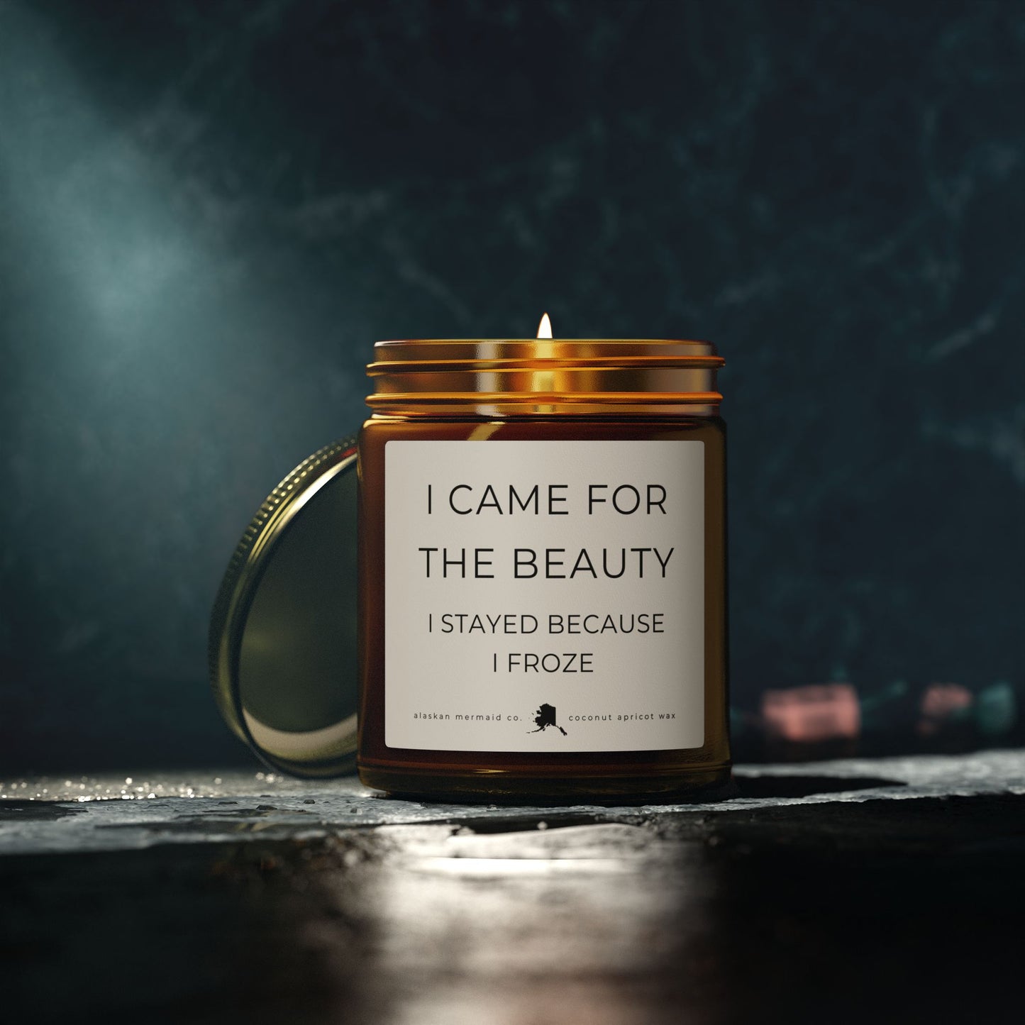 I Came For The Beauty. I Stayed Because I Froze- Coconut Apricot Wax Candle